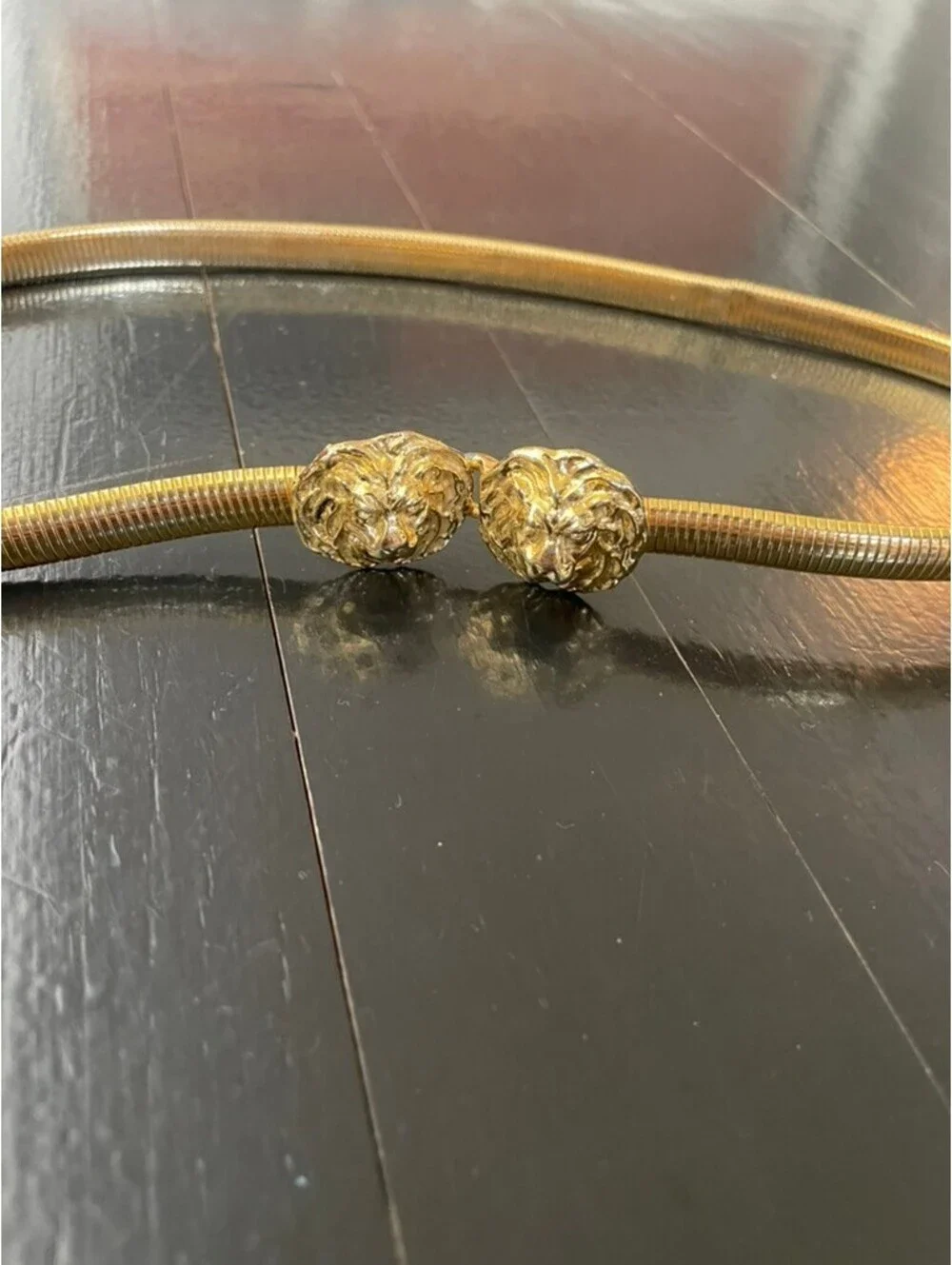 Vintage Gold Lion Head Stretch Snake Belt 24”